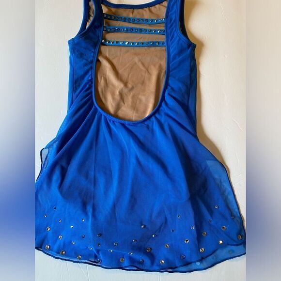 The Lineup Dance Solo custom lyrical blue Costume rhinestone SELAH MESH DRESS 10 - Picture 5 of 15